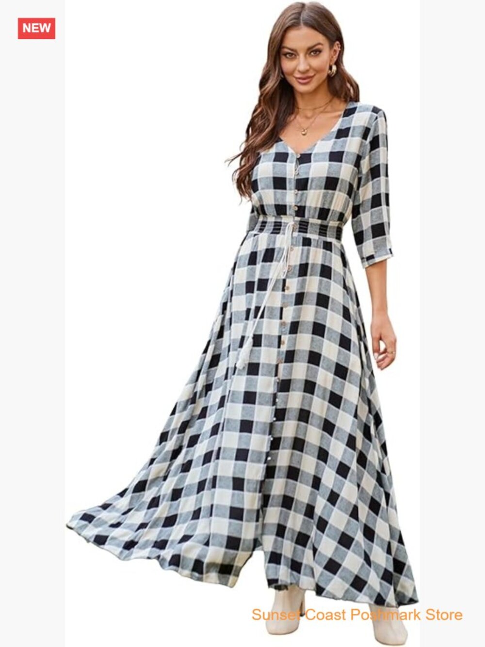 Floral Print Maxi Dress Button Up Split Flowy Bohemian Beach Party Dress